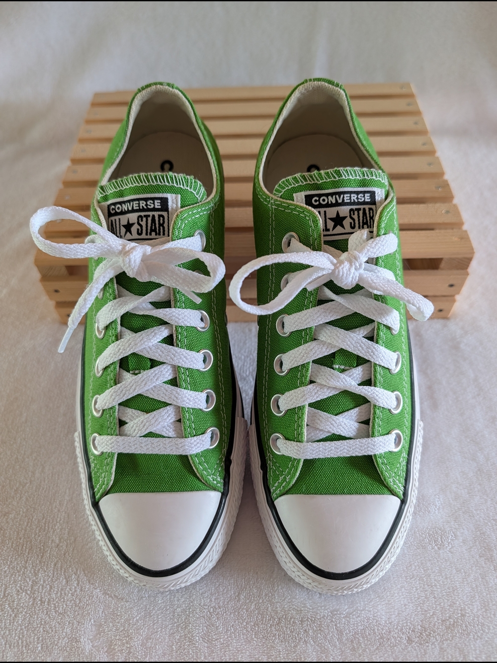 Lime Green Low-Top Converse Sneakers - Picture 4 of 7